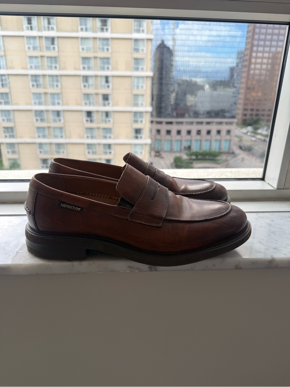 Mephisto Brown Leather Slip-On Penny Loafers